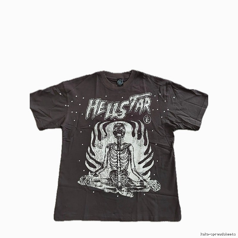 Hellstar Skull Print Dark Style Brown T-Shirt