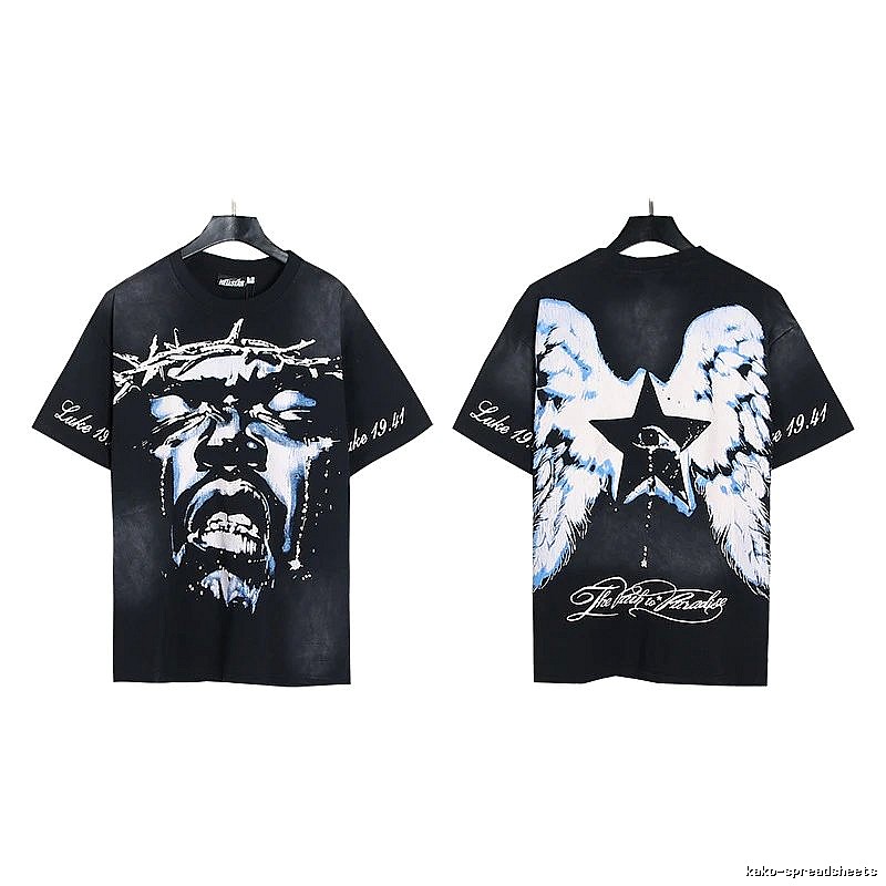 Hellstar Thorn Portrait Street Style Black Short-sleeve T-shirt
