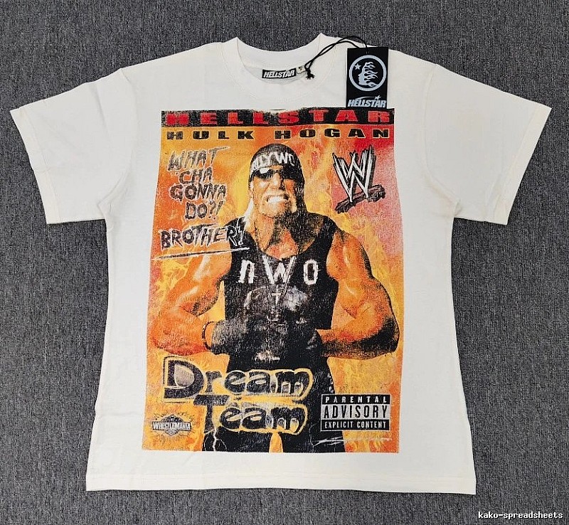 Hellstar x WWE Co-branded Vintage Style Off-white T-shirt