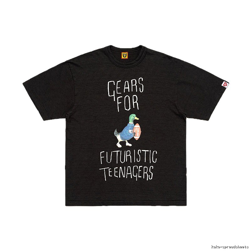 HUMAN MADE Green Duck Print Vintage Style Black T-Shirt