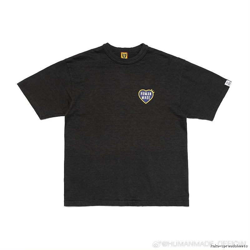HUMAN MADE Heart Embroidered Japanese Streetwear Black T-Shirt