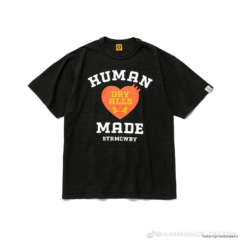 HUMAN MADE Heart Print Vintage Style Black T-Shirt