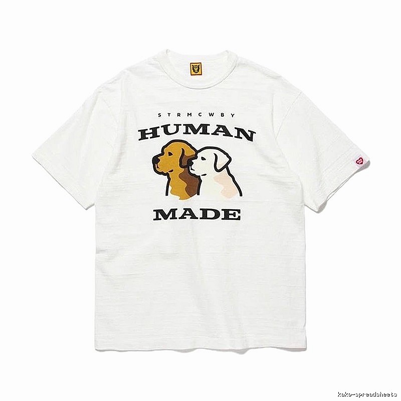 HUMAN MADE Two-Dog Print Japanese Streetwear White T-Shirt