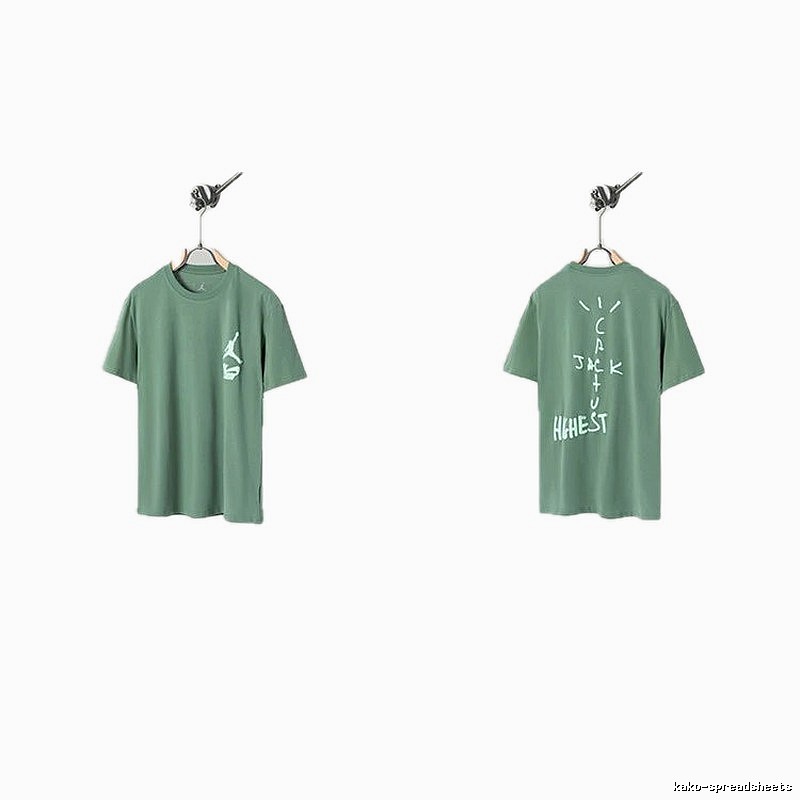 Jordan x Travis Scott Co-branded Street Style Pea Green T-Shirt