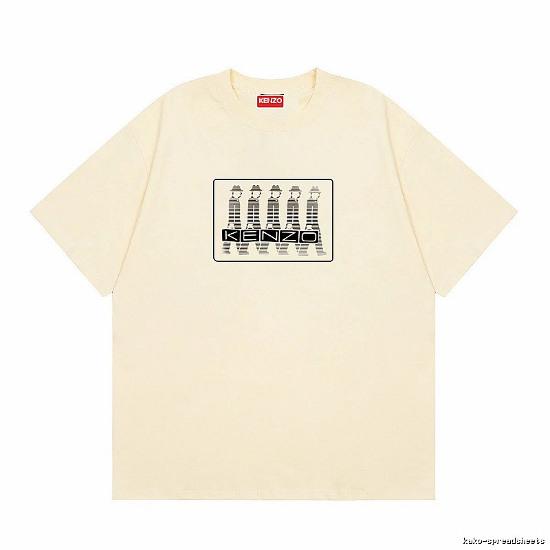 KENZO Character Print Casual Style Beige T-shirt