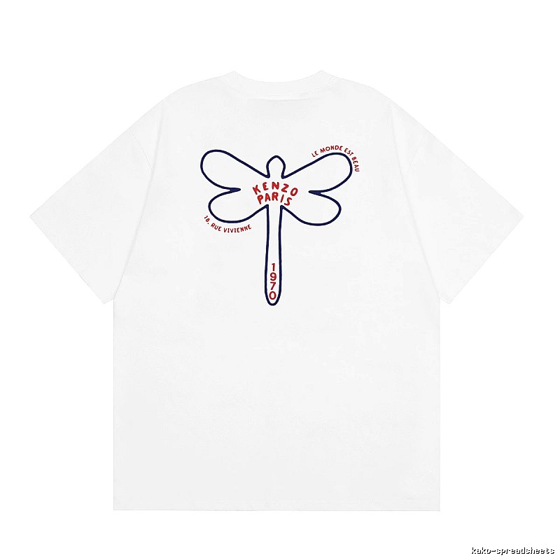 KENZO Dragonfly Print Casual White T-Shirt