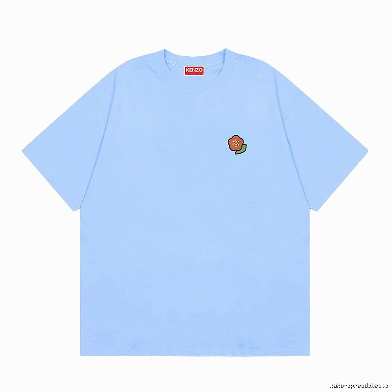 KENZO Embroidered Small Flower Casual Style Light Blue T-Shirt