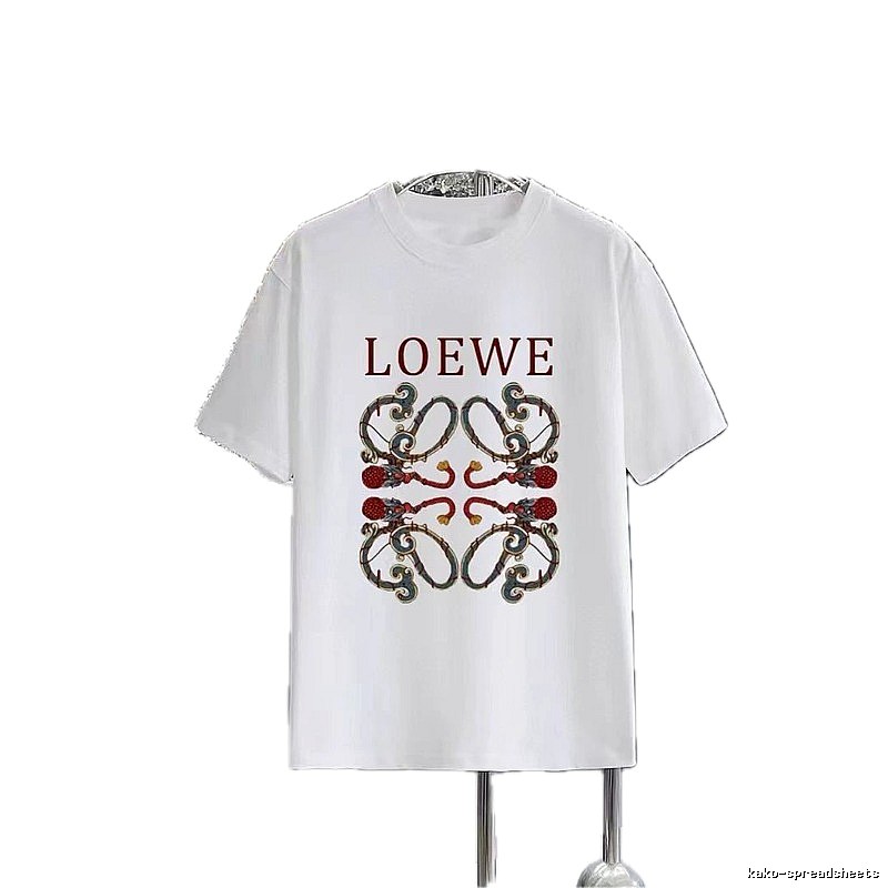 LOEWE Vintage-style Dragon Print White T-Shirt