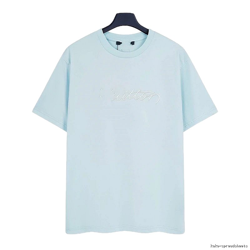Louis Vuitton Embroidered Minimalist Style Light Blue Short-sleeve T-shirt