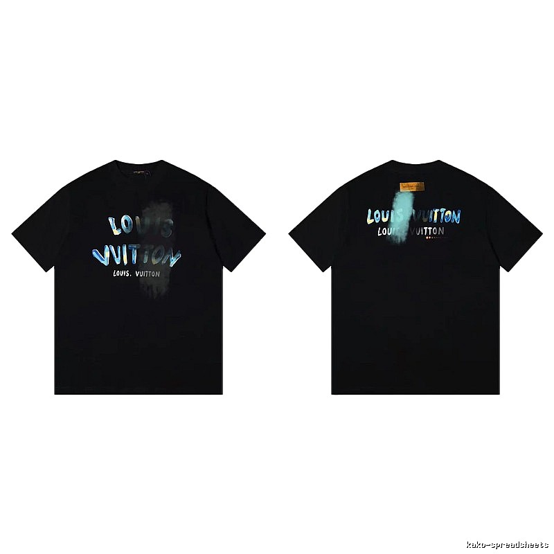 Louis Vuitton Gradient Graffiti Trendy Cool Black Short-sleeve T-shirt