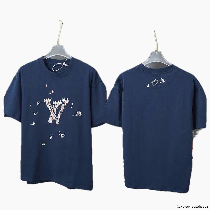 Louis Vuitton Origami Crane Casual Style Navy Blue T-Shirt
