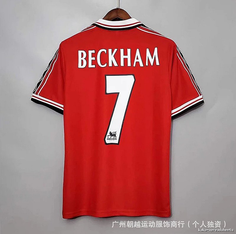 Manchester United Statement Beckham #7 soccer jersey White Black Retro for Outdoor Plans