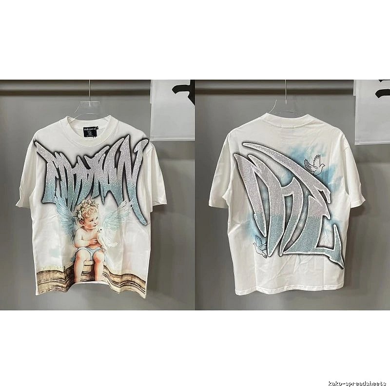 Mixed Emotion Angel Rhinestone Street-style White T-Shirt