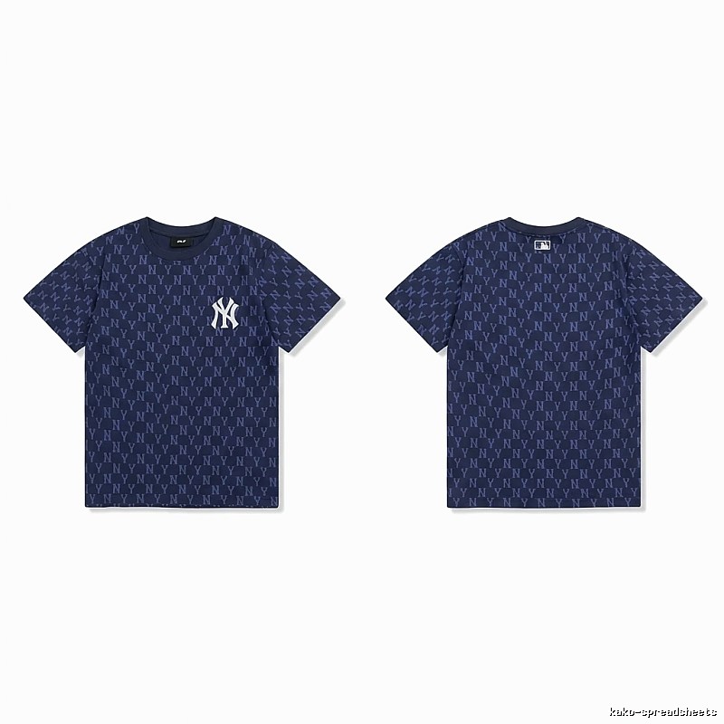 MLB full - print style navy blue T - shirt