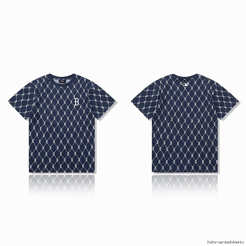 MLB full - printed style navy blue T - shirt