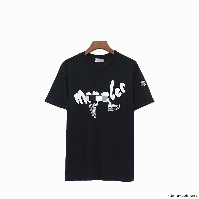 Moncler Casual Printed Black Short Sleeve T-Shirt