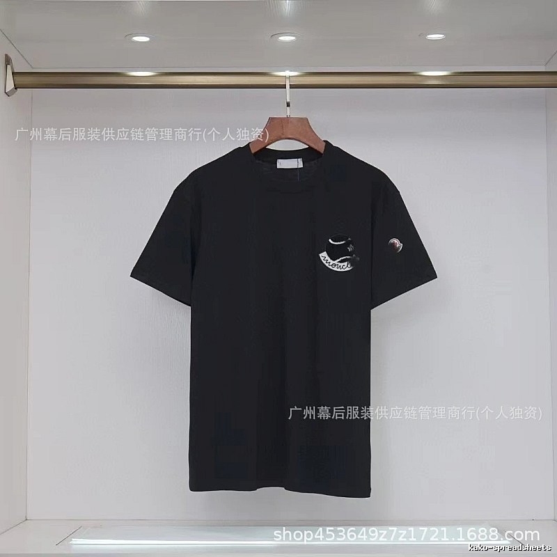 Moncler Embroidered Casual Black Short-sleeve T-shirt
