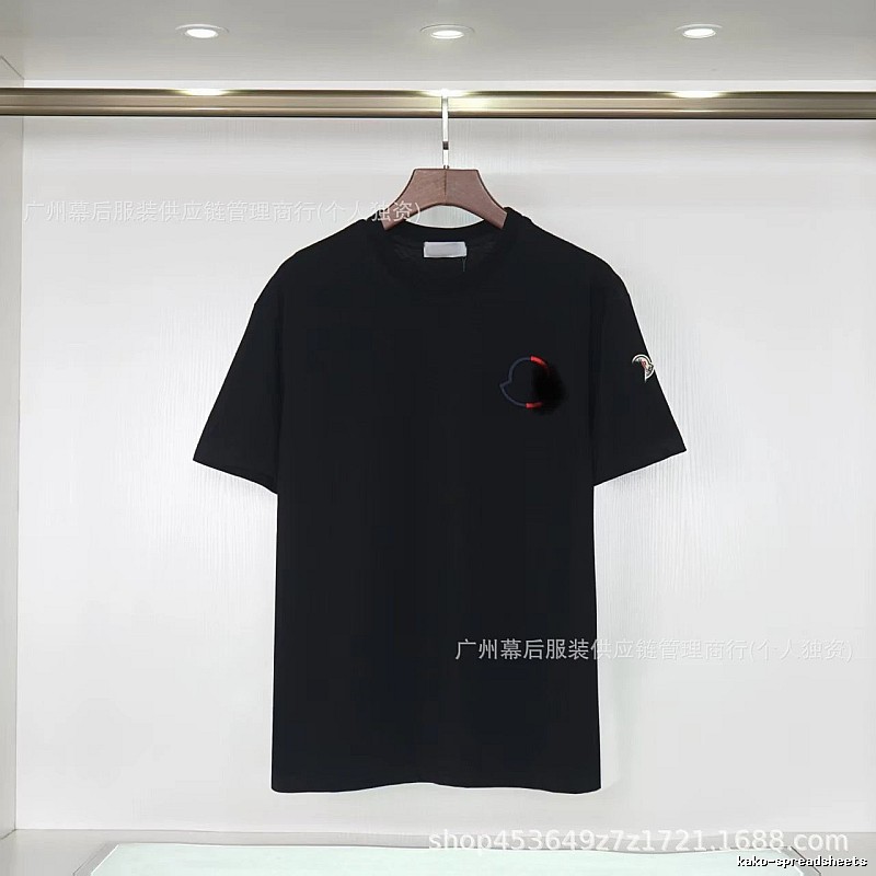 Moncler Embroidered Casual Black Short-sleeve T-shirt