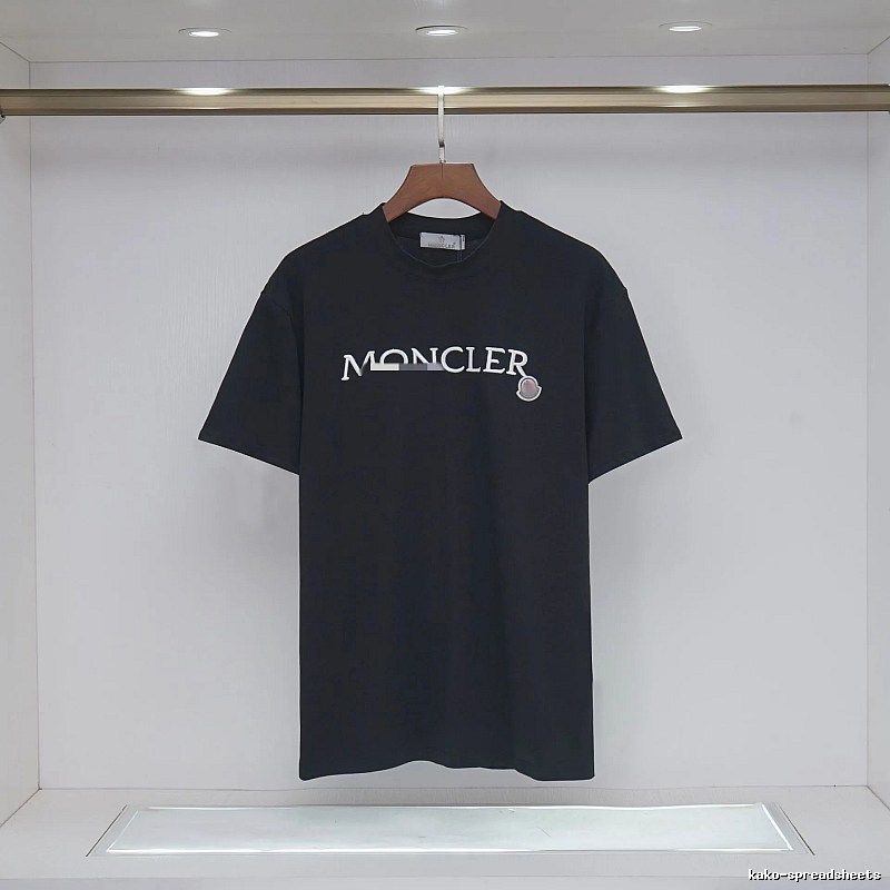 Moncler Embroidered Casual-Style Black T-Shirt