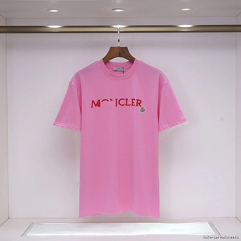 Moncler Embroidered Casual-style Pink T-Shirt