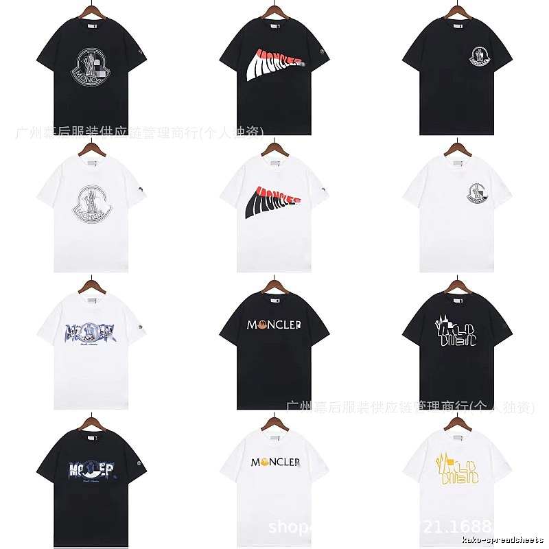 Moncler Logo Printed Trendy Black & White Short-Sleeve T-Shirt