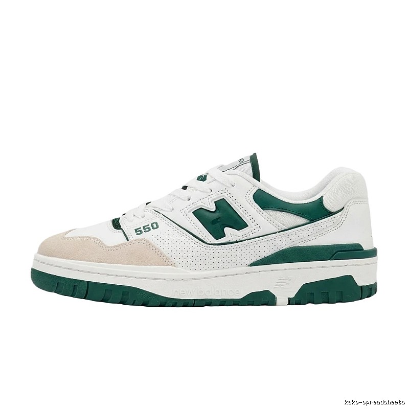 New Balance 550 Retro Style White and Green Shoes