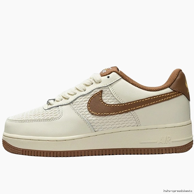 Nike Air Force 1 Retro Style White and Brown Shoes