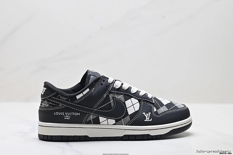 Nike LV co-branded black and white checkered sports shoes