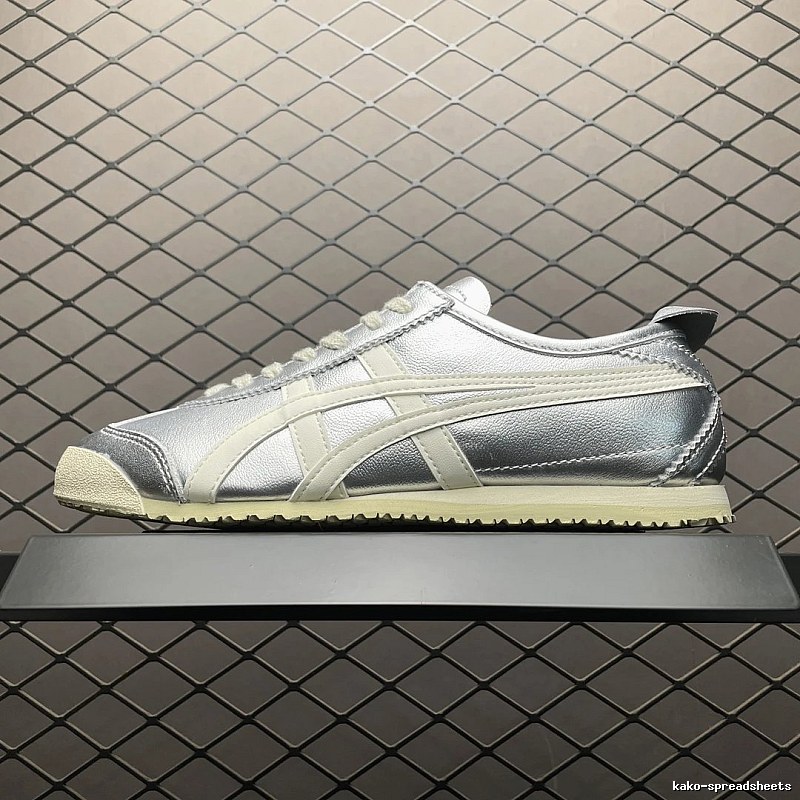 Onitsuka Tiger Low-Top Sneakers, Classic Lace-Up in Silver and Cream