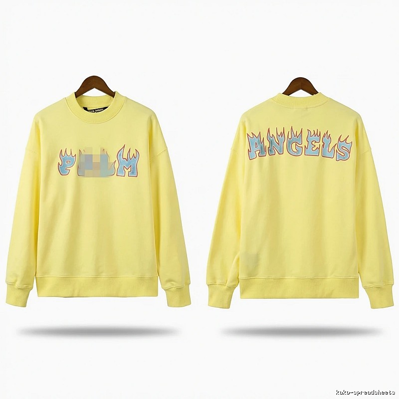 Palm Angels Flame Trendy Brand Yellow Sweatshirt