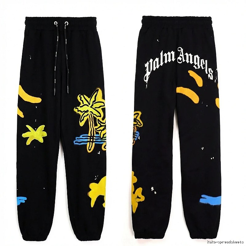 Palm Angels Graffiti Style Black Sweatpants