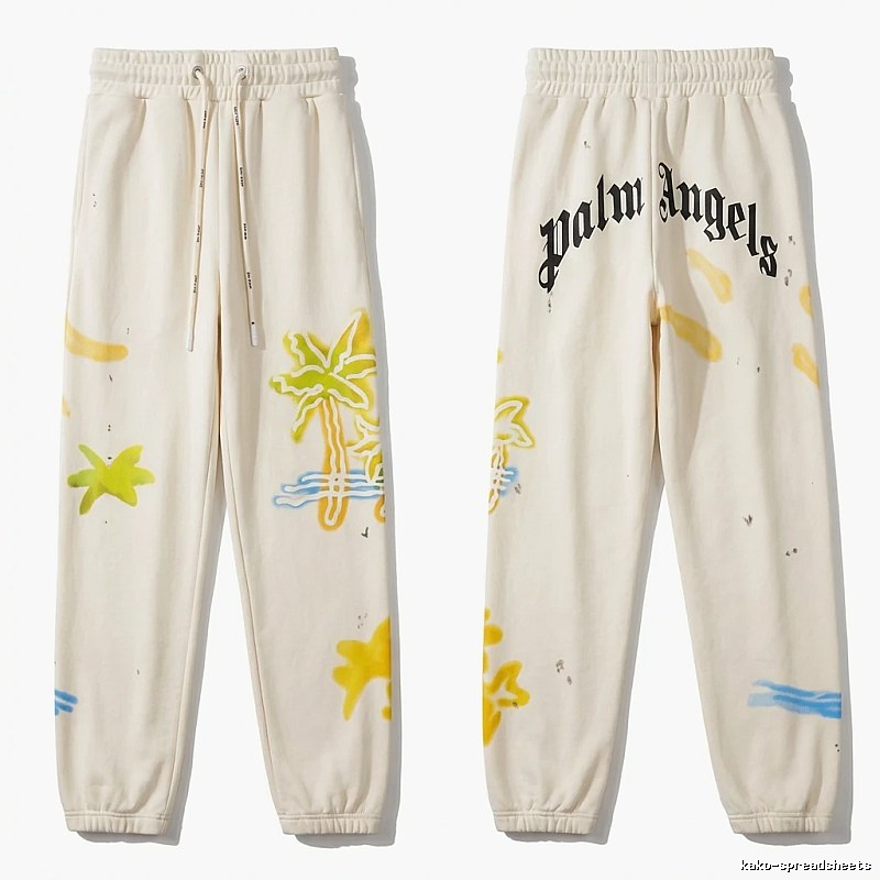 Palm Angels Graffiti Style White Sweatpants