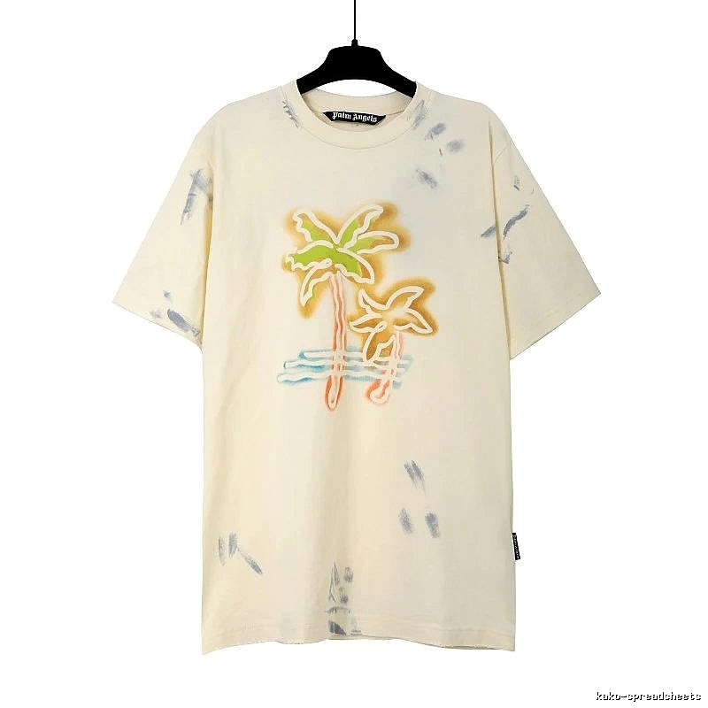 Palm Angels Statement Logo T-shirt White Palm Tree for Outdoor Plans