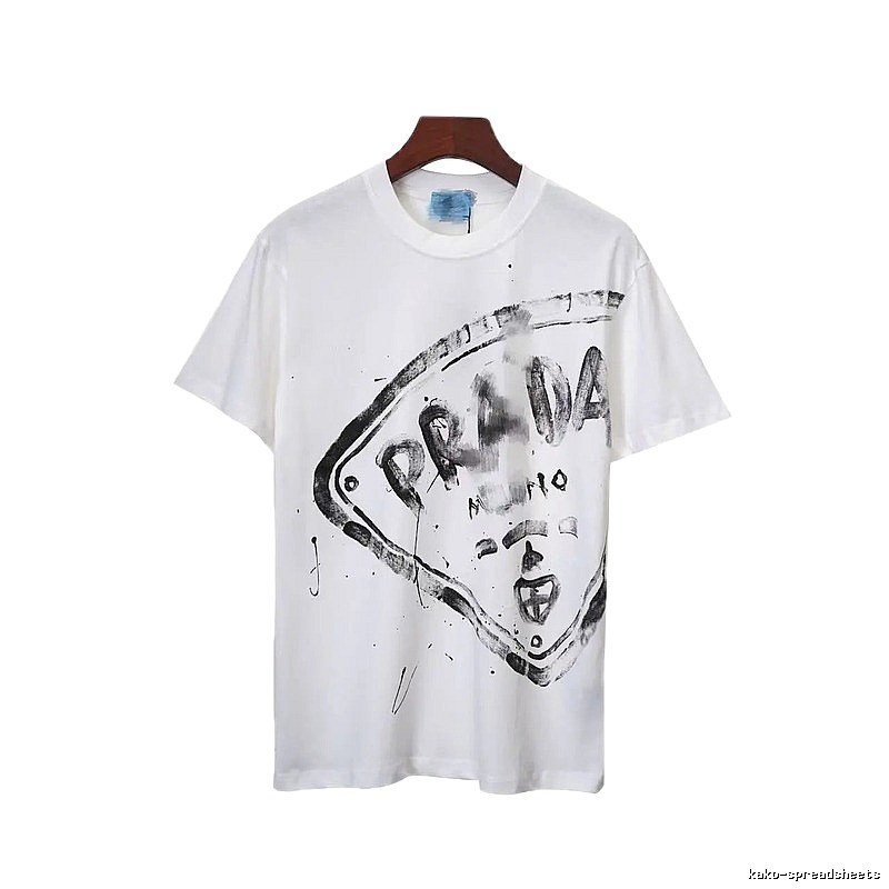 Prada Graffiti Print Street Style White T-Shirt