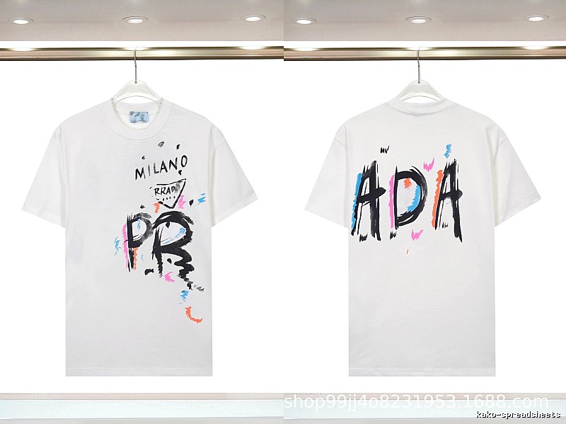 Prada Graffiti Street Style White Short-sleeved T-shirt
