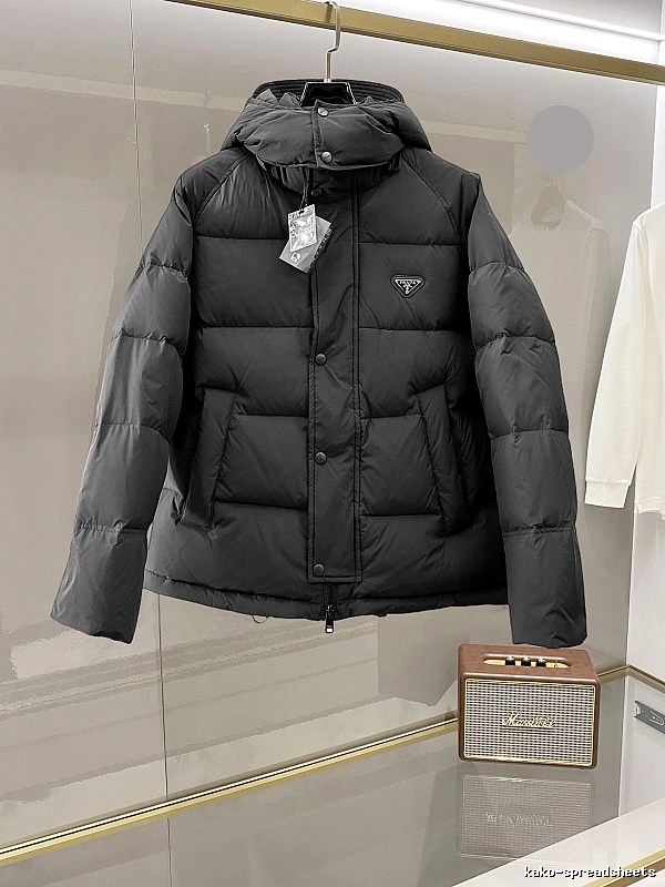 Prada Hooded Puffer Jacket with Black Hooded Logo