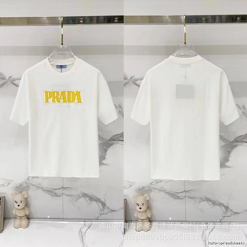 Prada Letter Print Streetwear Style White T-Shirt