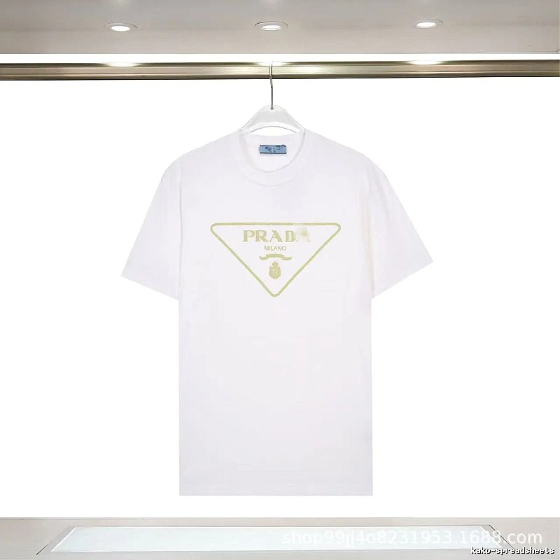 Prada Triangle Logo Casual Style White Short-sleeve T-shirt
