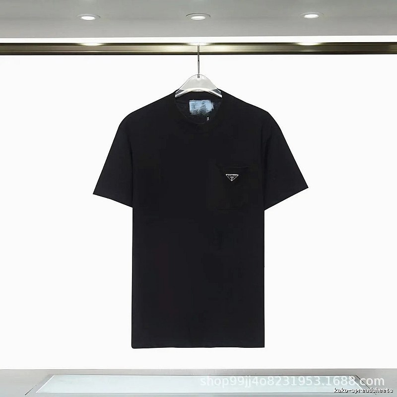 Prada Triangle Logo Minimalist Style Black Short-sleeve T-shirt
