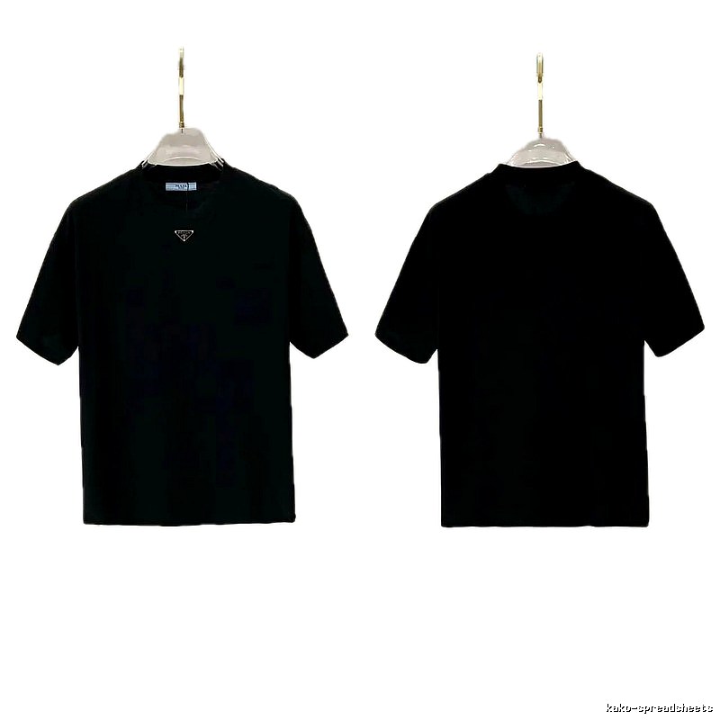 Prada Triangle Logo Minimalist Style Black T-Shirt