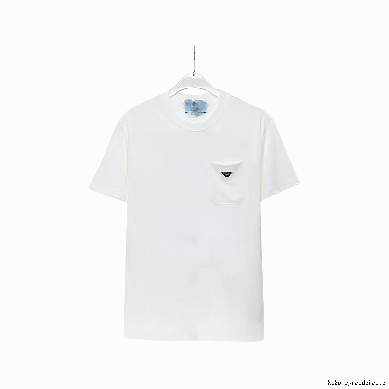 Prada Triangle Logo Minimalist Style White Short-sleeve T-shirt