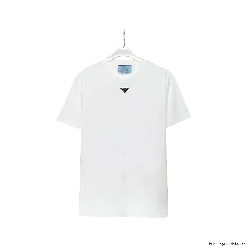 Prada Triangle Logo Minimalist Style White T-Shirt
