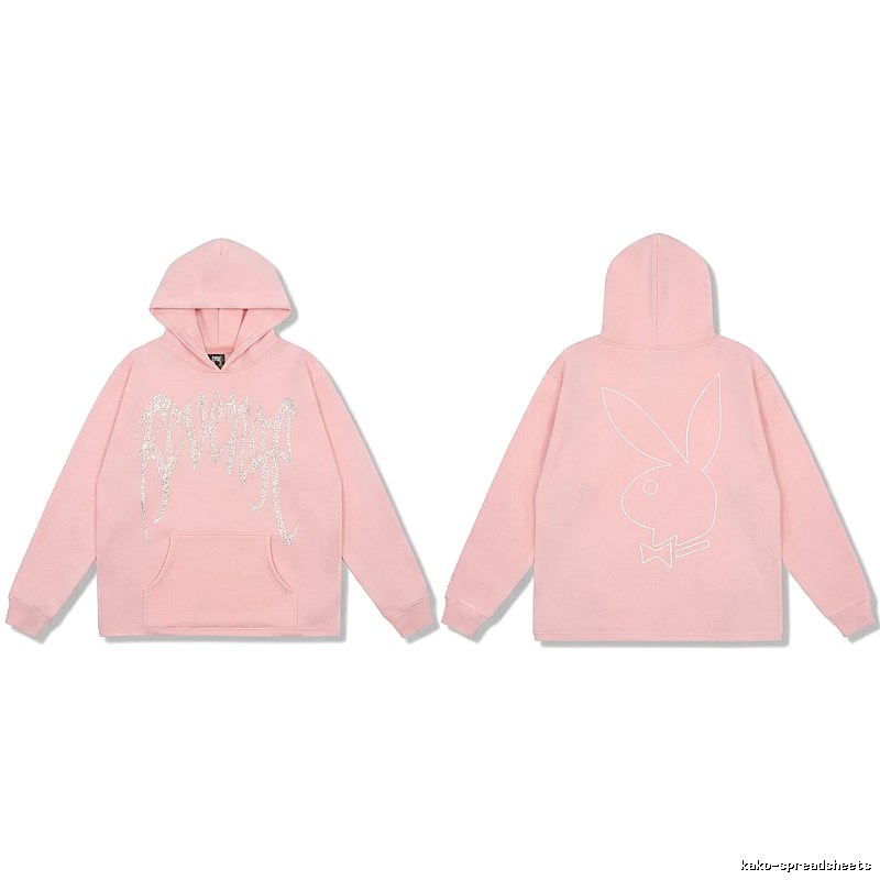 Revenge rabbit print pink hoodie