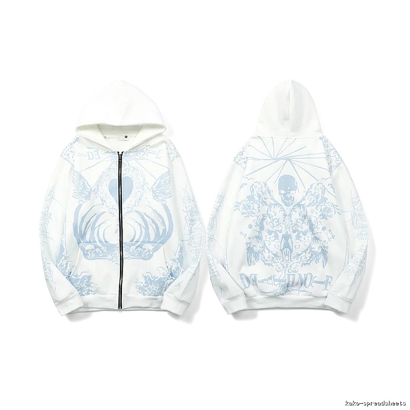 Revenge Skull Print White Hoodie