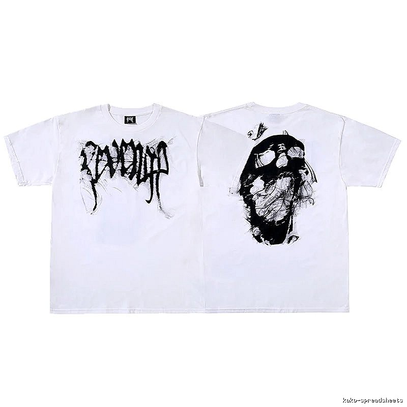 Revenge White Skull Graphic T-Shirt Streetwear Look