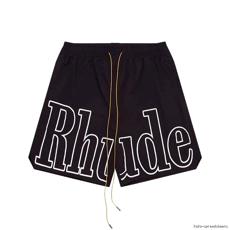 RHUDE letter-style black shorts