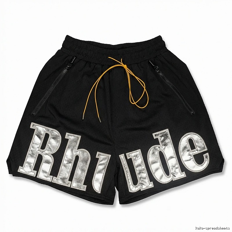 RHUDE letter-style black shorts