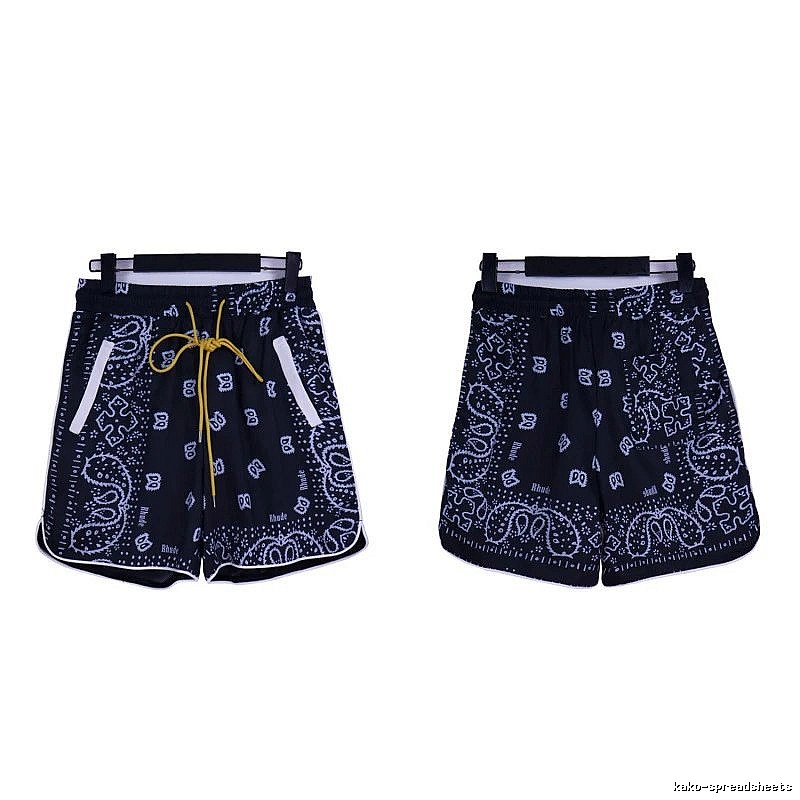 RHUDE retro-style black shorts