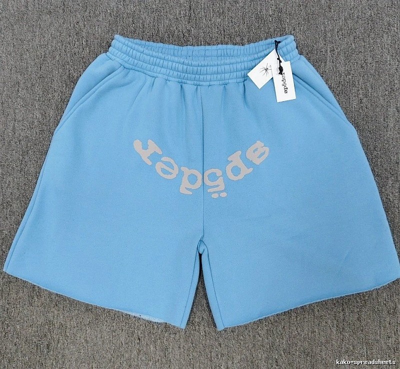 Sp5der Foam Print Street Style Light Blue Shorts