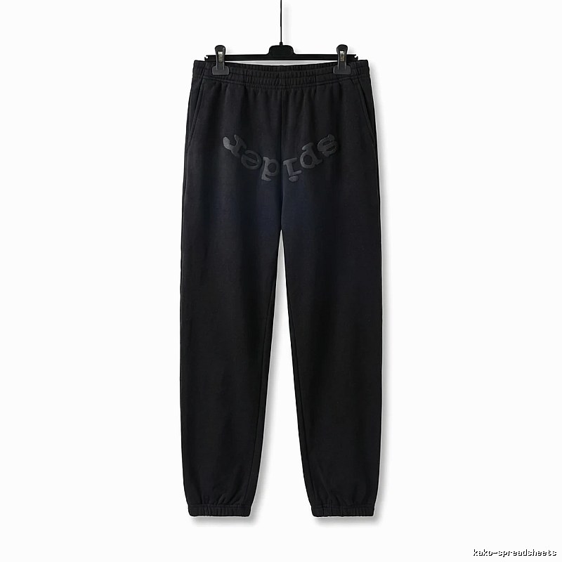 Sp5der Letter Trendy brand Black Sweatpants